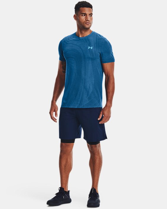 Men's UA Seamless Surge Short Sleeve, Blue, pdpMainDesktop image number 2